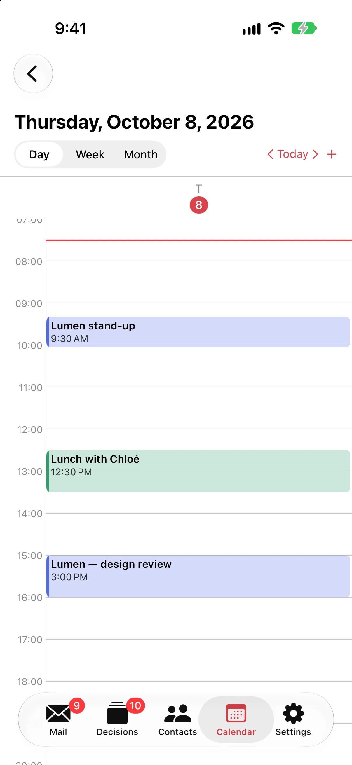 The calendar on iPhone