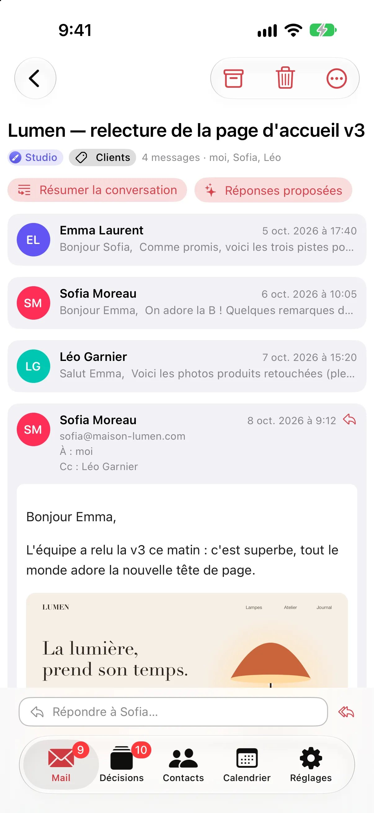 Une conversation sur iPhone